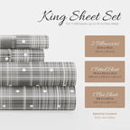 Linen Market 4 Piece King Sheet Set - Breathable, Double-Brushed Patterned Cooling Sheets – Oeko-TEX Certified Ultra Soft & Wrinkle-Free 16" Deep-Pocket King Sheets - Easy Care Polka Dot Gray