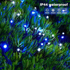 JMEXSUSS 250LED Christmas String Lights 91.5ft Extendable Green Wire Christmas Lights Outdoor Waterproof, 8 Modes LED String Lights Indoor for Tree Wedding Party Garden Patio Decoration, Blue & White
