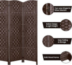 Rose Home Fashion Room Divider, 6 ft Tall Room Dividers and Folding Privacy Screens, 16in Privacy Screen 6 Panel Brown Space Temporary Wall Foldable Partition Separation