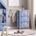 Sorbus Nightstand with 3 Drawers - Bedside Furniture & Accent End Table Chest for Home, Bedroom, Office, College Dorm, Steel Frame, Wood Top, Easy Pull Fabric Bins (3-Drawer, Pastel Tie-dye)