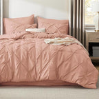 Bedsure Full Comforter Set Dusty Pink - Bed in a Bag Full Size Bedding Set 7 Pieces, GentleSoft™ Pintuck Bed Set Gift for Family, Pinch Pleat All Season Comforter with Sheets, Pillowcases & Shams