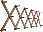 SKOLOO Hat Rack for Wall with 17 Hooks, Solid Wooden, Modern, Expandable Coat Rack Wall Mount for Coats, Hats, Bags, Baseball Caps, Walnut Color