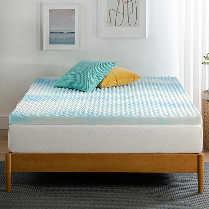 ZINUS 3 Inch Swirl Gel Cooling Memory Foam Mattress Topper, Smaller, More Convenient WonderBox Packaging, Cooling, Airflow Design, CertiPUR-US Certified, King