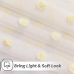 MYSKY HOME 120 Inch Long Living Room Curtains for Windows Sliding Door Yellow Pom Pom Curtains for Bedroom Set of 2 Sheer Curtains Farmhouse Rod Pocket Parties Backdrops 52" x 120"
