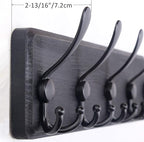 WEBI Rustic Coat Rack Wall Mount,Wood Coat Hooks Wall Mounted Coat Hanger,16" Hole to Hole,Hook Rack Rail,5 Triple Hooks for Hanging Coats,Hats,Jacket,Clothes,Entryway,Black,2 Packs
