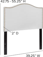 Flash Furniture Lexington Upholstered Twin Size Headboard with Accent Nail Trim in White Fabric