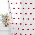 MYSKY HOME Short Curtains for Bedroom 54 Inches Long Merry Christmas Red Pom Pom White Sheer Curtains Kitchen Bathroom Nursery Boys Kids Room Rod Pocket 2 Pieces Small Window 52" x 54"