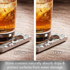Thirstystone Brown Hat Snowman 4 Pack Assorted Tumbled Tile Stone Coasters with Protective Cork Backing 4" Square Manufactured in The USA