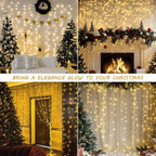 HEYFUNi 304 LED Curtain Lights Outdoor, 9.8Ft*9.8Ft Hanging String Lights Plug in with 8 Modes, Connectable Curtain Fairy Lights for Bedroom, Dorm, Christmas, Wall, Backdrop, Wedding Decor, Warm White