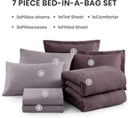 Monbix California King Comforter Set - 7 Pieces Cationic Dyeing Italian Plum Bed in a Bag Cal King Bed Sets with Comforter, Sheets, Pillowcases & Shams, Reversible Bedding Comforters Sets (108 * 92)