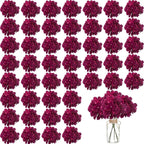 100PCS Artificial Hydrangea Flowers, Fake Flowers Silk Hydrangea Full Flowers Heads with Stems for Wedding Home Party Shop Baby Shower Decor (Fuchsia)