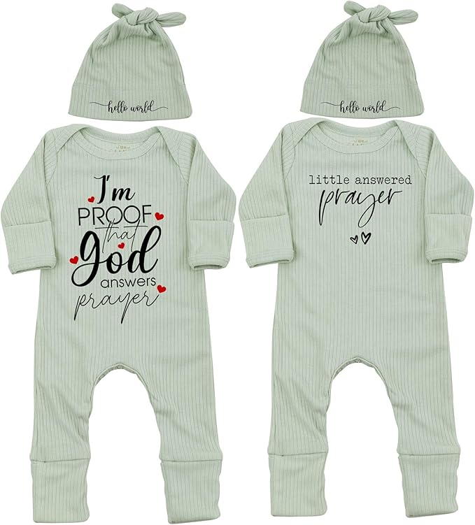Little Answered Prayer Bodysuit Infant Romper Baby Announcement 0-3 Months Clothes Cute Religious Boys Girls Outfit
