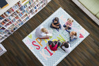 Flagship Carpets Schoolgirl Style Sprinkle Kindness Educational Area Rug for Kids Room Seating Décor, Children's Classroom, Play Carpet for Teaching and Playroom, 5' x 7'6", Blue