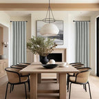 Extra Wide Blackout Curtains, Back Tab Pleated Double Sided Linen Curtains with Hooks Track System, 4-Way Hanging for Farmhouse Living Room Offices 72x84 Inch(Fog Grey, 2 Panels)