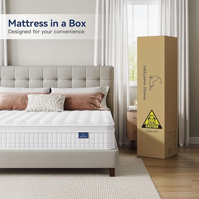 Vesgantti 10 Inch Multilayer Hybrid Twin Mattress - Multiple Sizes & Styles Available, Ergonomic Design with Memory Foam and Pocket Spring, Medium Firm Feel, White