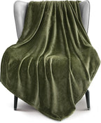 Exclusivo Mezcla Fleece Throw Blanket for Couch, Sofa, 300GSM Super Soft and Warm Blankets, Olive Green Throw All Season Use, Cozy, Plush, Lightweight, 50x60 Inches