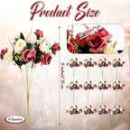 Hotop 12 Bunches of Artificial Flowers Centerpiece 13 Inches Silk Faux Roses Bouquets for Table Decoration Realistic Bouquet Arrangement Boho Faux Flowers for Wedding (Coffee)