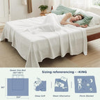 Bedsure Cooling Cotton Waffle King Size Blanket - Lightweight Breathable Summer Blanket of Rayon Derived from Bamboo for Hot Sleepers, Luxury Throws for Bed, Couch and Sofa, Fog Blue, 104x90 Inches