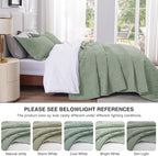 Love's cabin Quilts for Queen Bed Sage Bedspreads Bedding Set - Summer Lightweight Bedspread Comforter - Wave Pattern Bedding Coverlet for All Season - 3 Pieces (1 Quilt, 2 Pillow Shams)