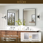 TETOTE Black Bathroom Mirror 22 x 30 Matte Black Metal Framed Vanity Mirror, Tempered Glass, Wall Mounted for Bathroom, Entryway, Bedroom, Living Room(Horizontal/Vertical)
