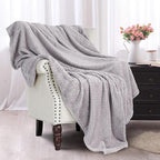 Exclusivo Mezcla Fleece Throw Blanket Extra Large, Super Soft and Warm Blankets for Couch, Sofa and Bed Waffle Textured, Cozy, Fuzzy and Lightweight (Light Grey, 50x70 Inches)