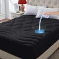 Twin Size Mattress Pad Waterproof, Pillow Top Cooling Twin Mattress Topper for Single Bed, Pee Proof Mattress Protector Cover Quilted Fitted with 8-21" Deep Pocket (39x75 inch, Black)