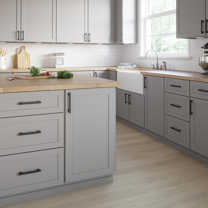 FRANKLIN BRASS Tiered Foot (10-Pack) Cabinet Handles 5-1/16" Hole Center Pulls | Matte Black Hardware Kitchen Door, Drawers, Dressers, Furniture P49574C-FB-B