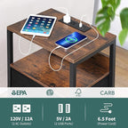 Yoobure Nightstand with Charging Station, Small Night Stand with Fabric Drawers and Storage Shelf for Bedrooms, Nightstands for Small Spaces, Bedside Table with USB Ports & Outlets, Bed Side Table