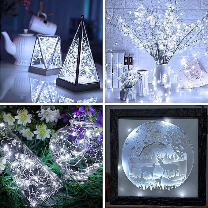 10 Pack Fairy Lights Battery Operated - 7ft 20 LED Twinkle Lights Copper Wire Mini String Lights Firefly Lights for Mason Jars DIY Crafts Christmas Centerpiece Table Decor, Warm White & Cool White