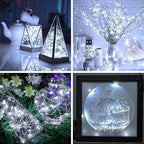 12 Pack Fairy Lights Battery Operated 7ft 20 LED Mini String Twinkle Silver Wire Firefly Starry for Mason Jars Wedding Party Christmas Centerpiece Table Decorations, Cool White