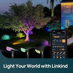 Linkind Smart Solar Spot Lights Outdoor SL5C, Solar Halloween Lights Color Changing APP/Voice Control Landscape Lighting, IP67 Spotlight Outdoor Waterproof for Yard, Garden, Pathway(14 Pack)