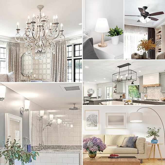 E12 Candelabra LED Light Bulbs, Dimmable 40 Watt Equivalent 5000K Bright Daylight White Candle Bulbs, 4W 460 LM Decorative CA10 Filament Chandelier Lamp Base for Bedroom Living Room Office, 12-Pack