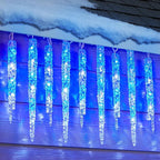 Minetom Icicle Lights Outdoor with Clips, 2 Pack Total 40ft 200 LED 40 Tubes Twinkling Connectable Hanging Ice Shape Christmas String Lights Plug in for Eave Holiday Outdoor, Blue and White