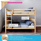 Max & Lily Full Over Full Bunk Bed with Ladder, Solid Wood Platform Bed Frame for Kids, 14" Safety Guardrails, Easy Assembly, No Box Spring Needed, Natural