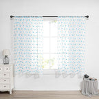 MYSKY HOME Light Blue Pom Pom Sheer Curtains for Girls Bedroom - 45 Inch, Light Filtering, Nursery, Kids Room, Rod Pocket, Cafe Style, Small Window Panels, 52 x 54 in, Set of 2
