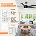 YUHAO 60 Inch Black Ceiling Fan with Light and Remote Control.Noiseless,Dimmable,3CCT,6 Speeds Reversible, DC Ceiling Fans for Indoor or Covered Outdoor