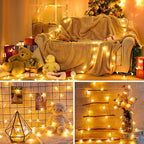 Minetom Star String Lights Battery Operated - 2 Pack 17 ft 50 LED Star Fairy String Lights with Timer, Waterproof for Indoor Bedroom Tent Loft Bed Patio Party Wedding Decor, Warm White