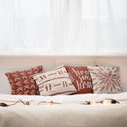 Ambesonne Modern Throw Pillow Cushion Case Pack of 4, Scandinavian Minimal Ornaments Boho Feather Leaves and Home Phrase Print, Modern Accent Double-Sided Digital Printing, 16", Pale Tan and Dark Rust