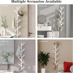 Vlush Wall Mounted Metal Coat Rack with 9 Hooks Modern Minimalist Coat Racks, Upright hat rack for wall for Hanging Clothes, Hats, Hanging Bags and Scarves Entrance Wall Iron Coat Rack (White)