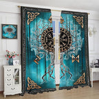 Viking Curtains Viking Totem Curtains Ancient Scandinavian Bedroom Living Room Decoration 2 Panel Groups W63 * L72 Inch