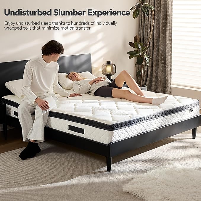 Twin XL Mattress in a Box, 12 Inch XL Twin Hybrid Mattress with Individual Pocket Spring & Memory Foam, Soft, Motion Isolation, Medium Firm Comfort for Pressure Relief, CertiPUR-US Certified