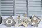 Ambesonne Floral Throw Pillow Cushion Case Pack of 4, Flower Petals Modern Color Palette Chamomile Peony Dahlia and Sunflower Print, Modern Accent Double-Sided Digital Printing, 16", Slate Brown Grey