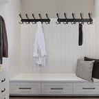 Dseap Coat Rack Wall Mounted - 5 Tri Hooks, Heavy Duty, Stainless Steel, Metal Coat Hook Rail for Coat Hat Towel Purse Robes Mudroom Bathroom Entryway,Black