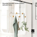 Umbra Estique Over The Door Coat Rack & Multi-Use Organizer, for Coats, Bags, Hats & More, Small, White/Natural (Pack of 3)