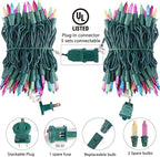 Easter Decorations Mini String Lights - 26.5 feet 100 Count Mini Light Set on Green Wire Plug in End to End Connectable for Indoor Outdoor Party Yard Garden Patio Home Easter Decor, Multicolored