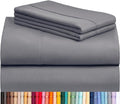 LuxClub 4 PC California King Size Sheet Set Deep Pockets Wrinkle Free Cooling Sheets Machine Washable Hotel Bedding Silky Soft - Light Grey California King