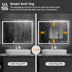 Koonmi 24x36 LED Bathroom Mirror, Backlit + Front Lit, LED Bathroom Mirror with Lights for Wall, 3 Colors, Anti-Fog, Dimmable Brightness, Memory Function, Tempered Glass