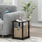 Furinno SIMPLISTIC Side Table Set of 2, 2-Tier End Table, Nightstand, Night Stand, Bedside Table, Easy Assembly, for Living Room, Bedroom, Americano