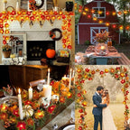 2 Pack Thanksgiving Decorations Maple Leaf Pumpkin Lights, Total 20Ft 40 LED Battery Operated 3D Pumpkin Fall Leaves Garland String Lights for Home Mantel Table Porch Door Indoor Outdoor Fall Decor