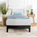 Mellow Naturalista Grand 12 Inch Solid Wood Platform Bed with Wooden Slats, Easy Assembly, Twin, Black